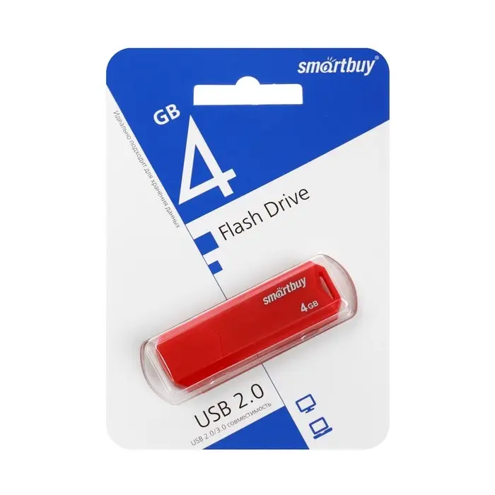 Флешка SmartBuy 032GB CLUE, 4 Гб, USB 2.0, чт до 15 Мб/с, зап до 8 Мб/с, красная Флешка SmartBuy 032GB CLUE, 4 Гб, USB 2.0, чт до 15 Мб/с, зап до 8 Мб/с, красная