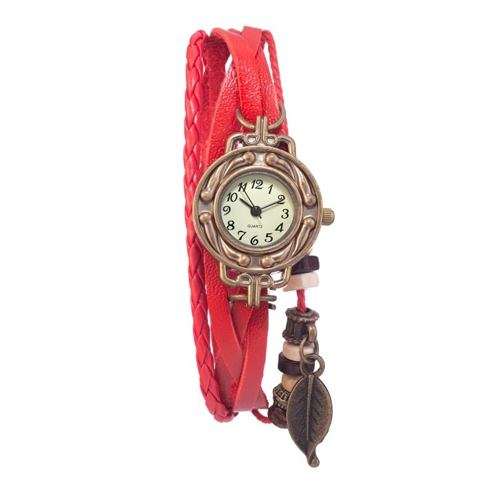 Часы наручные женские кварцевые Часы наручные женские кварцевые "Элиос", дискретный ход, ремешок 19.5 см, d-2.5 см, красные