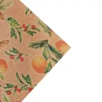 Упаковочная бумага на новый год крафтовая &laquo;Мандарины&raquo;, 70 х 100 см