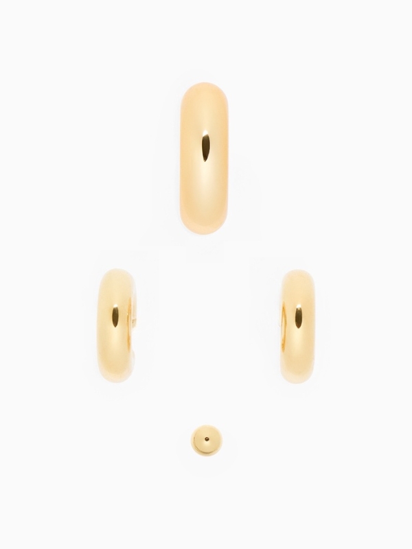 Набор серьги и каффы 4 шт. «Бублик» три дуги, цвет золото