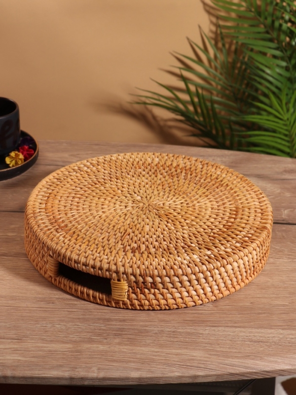 Поднос круглый 30х5 см, ротанг