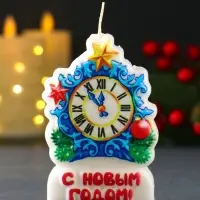 Свеча новогодняя &laquo;Куранты. Барельеф&raquo;, 5.4&times;1.7&times;8 см