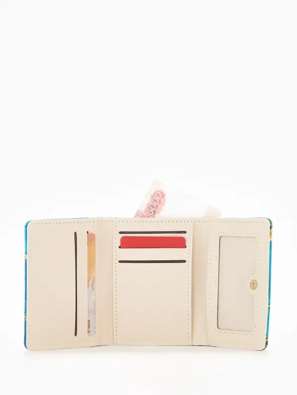 Кошелёк женский на кнопке, 10&times;1.5&times;8 см, с цветочным принтом, зелёный