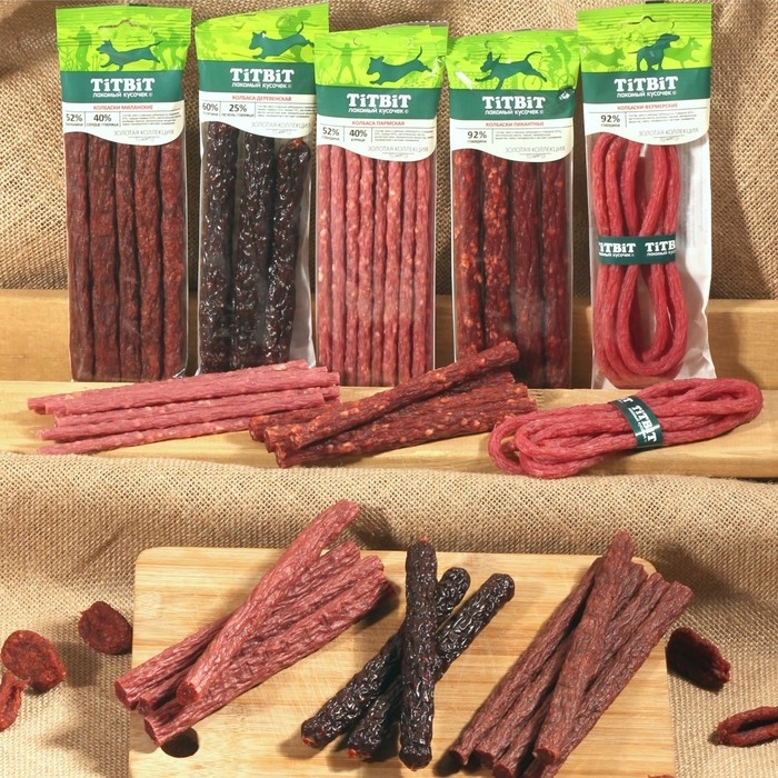 Колбаса пармская TitBit  Колбаса пармская TitBit "Золотая коллекция" для собак, 80 г
