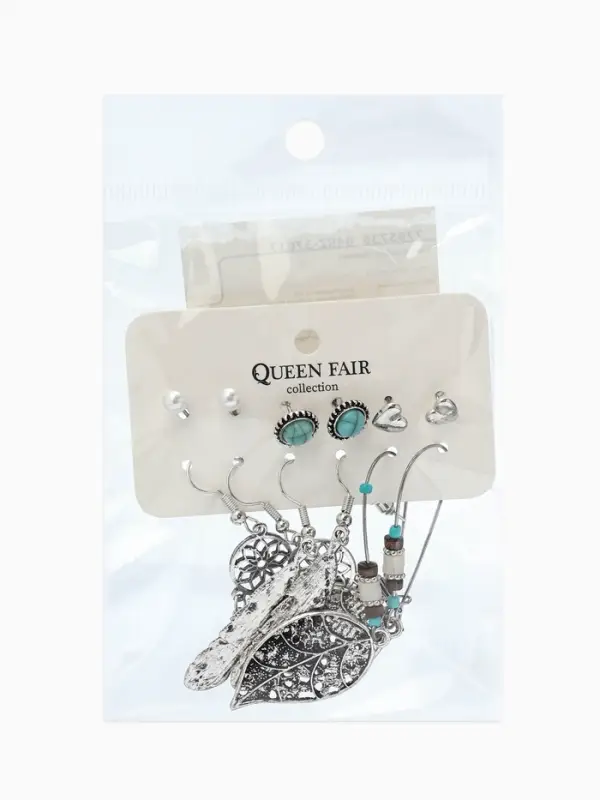 Набор серег QF &laquo;Хиппи&raquo;, 6 пар, ловец снов, цветные в чернёном серебре