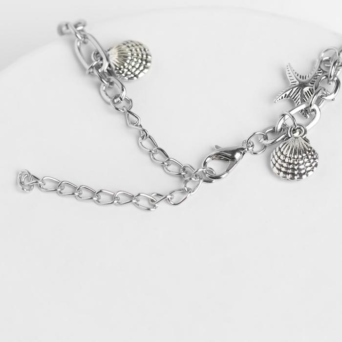 Браслет на ногу «Морские знаки» цвет серебро, L=22 см Браслет на ногу «Морские знаки» цвет серебро, L=22 см