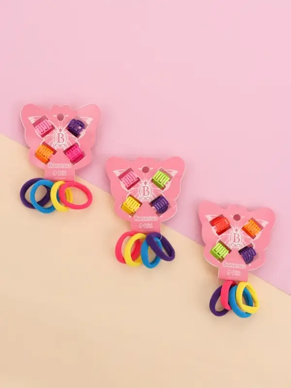 Набор для волос Выбражулька &laquo;Бабочка&raquo;, 4 крабика, 4 резинки, яркий глянец