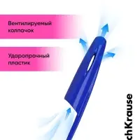 Ручка шариковая ErichKrause R=301 Neon Stick & Grip, узел 0.7-1.0 мм, синяя, резиновый упор, МИКС