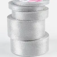 Набор парчовых лент, 5 шт., размер лент: 6/10/20/40/50 мм, 23&plusmn;1 м, цвет серебряный