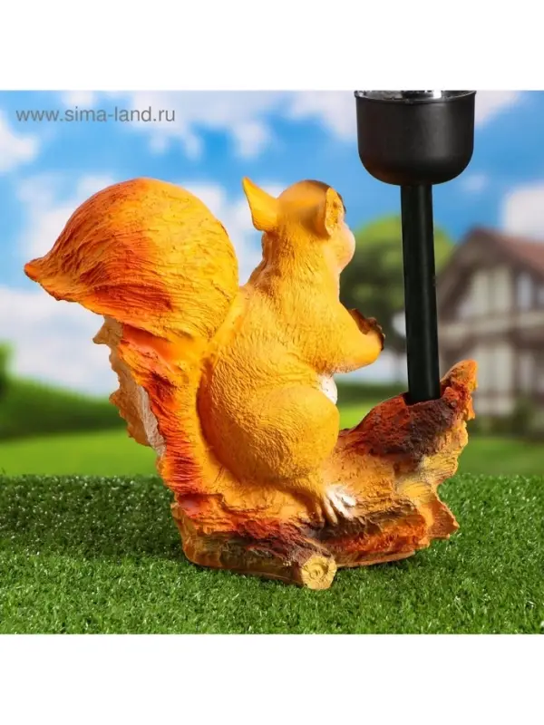 Садовая фигура - фонарь из полистоуна &laquo;Белка с орешком&raquo;, 24&times;16&times;24 см