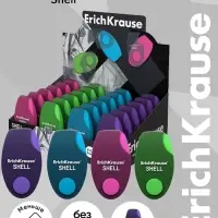 Ластик в пластиковом футляре ErichKrause Shell, мягкий, гипоаллергенный, МИКС