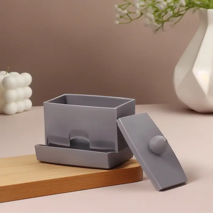 Органайзер для ватных палочек, с крышкой, 9&times;6.5&times;7.5 см, МИКС