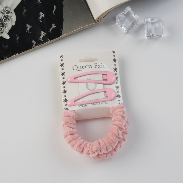 Набор для волос Набор для волос "Глория нежность" (2 резинки 5,5 см, 2 невидимки 5 см) розовый