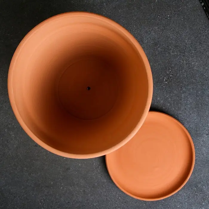 Горшок цветочный с поддоном 8 л, терракот керамика, (М)