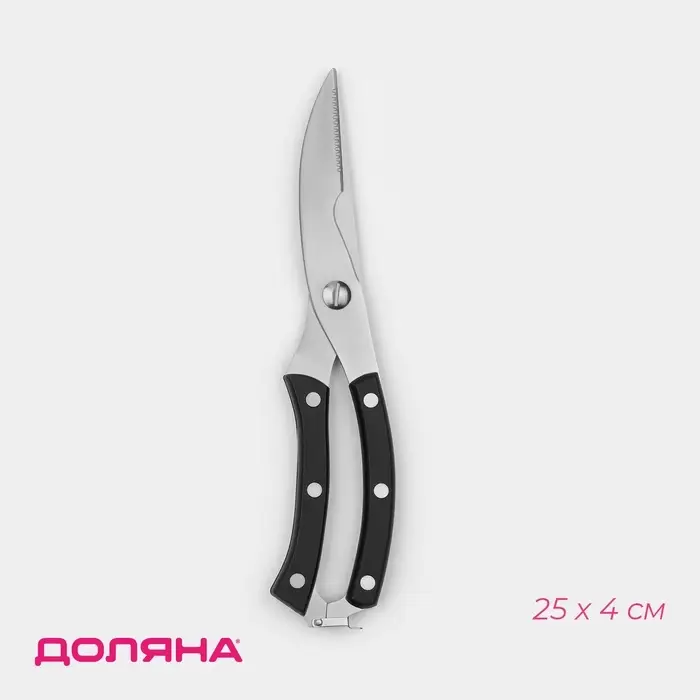 Ножницы для разделки птицы Доляна &laquo;Профи&raquo;, 25&times;4&times;1.5 см, чёрные
