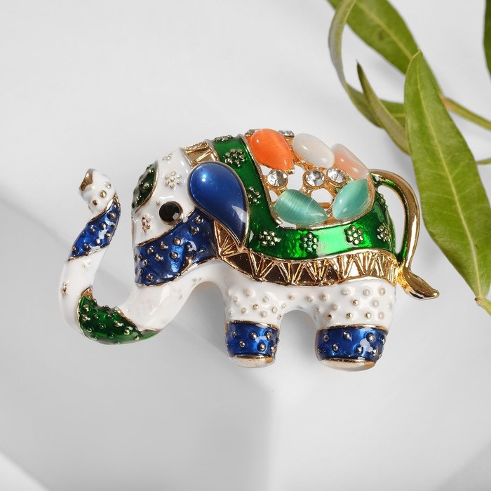 Брошь «Слон» цирковой, цветная в золоте Брошь «Слон» цирковой, цветная в золоте