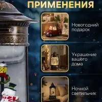 Светодиодная фигура &laquo;Фонарь со снеговиками&raquo; 14&times;27&times;14 см, пластик, от батареек ААх3, USB, свечение тёплое белое