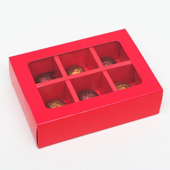 Коробка для конфет 6 шт, алый, 13,7 х 9,85 х 3,86 см Коробка для конфет 6 шт, алый, 13,7 х 9,85 х 3,86 см