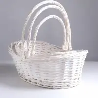 Плетёная корзина для хранения Fjara, лоза, с ручкой, белая, набор 3 шт.