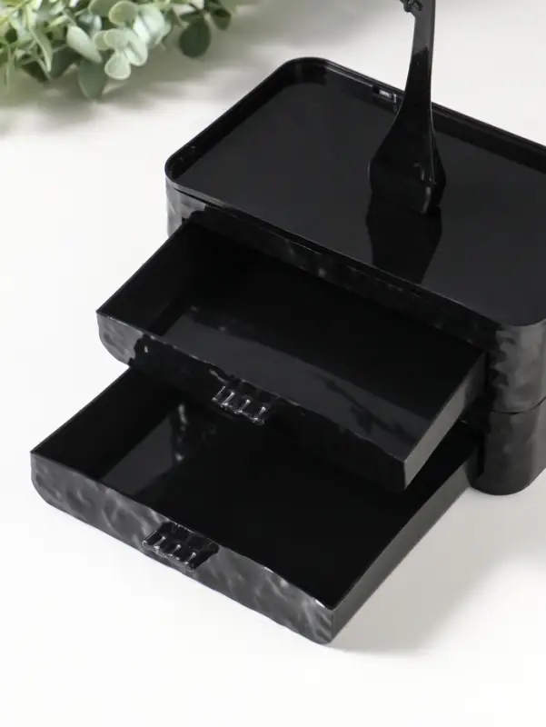 Шкатулка универсальная  "Цветущее дерево", 2 яруса,  17,2х10,5х24 см,  цвет чёрный