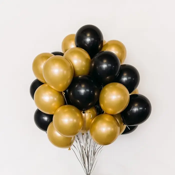 Воздушные шары &laquo;Чёрно-золотой&raquo;, латекс, хром, 50 шт.