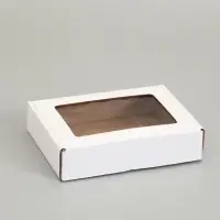 Коробка самосборная, белая с окном, 21 х 15 х 5 см
