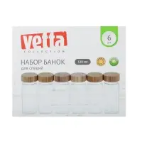 VETTA ЭКО Вуд Набор банок для специй, 6шт., 120мл,стекло, бамбук