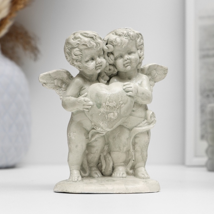 Фигура Фигура "Ангелочки с сердцем" состаренный, 12х11х6см
