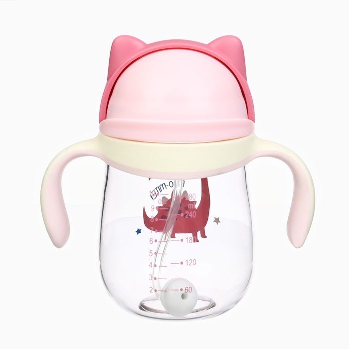 Поильник детский M&B «Котик» с трубочкой, от 9 мес., 280 мл., цвет молочно-розовый Поильник детский M&B «Котик» с трубочкой, от 9 мес., 280 мл., цвет молочно-розовый