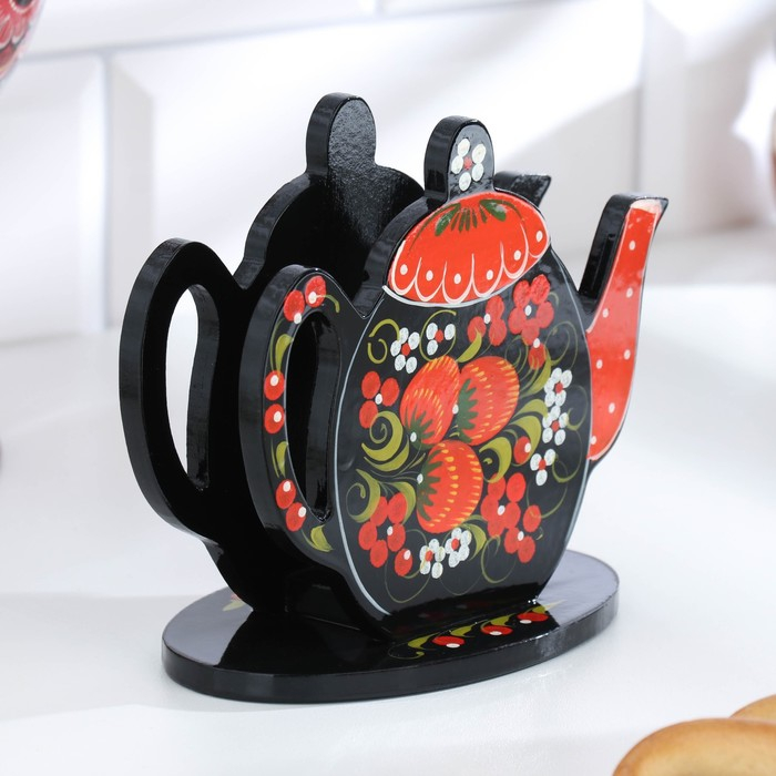 Салфетница «Чайник», хохлома Салфетница «Чайник», хохлома