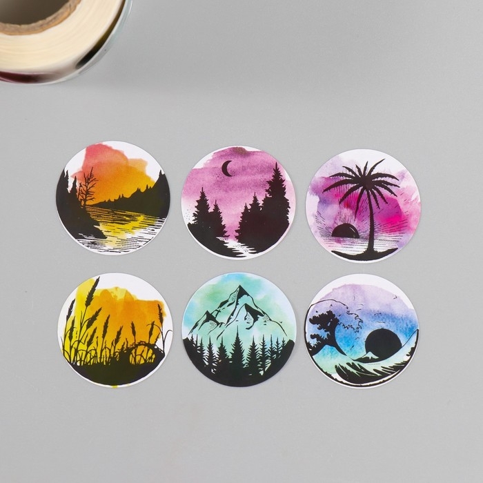 Наклейка бумага Наклейка бумага "Природа" d=2,5 см 252 шт в рулоне