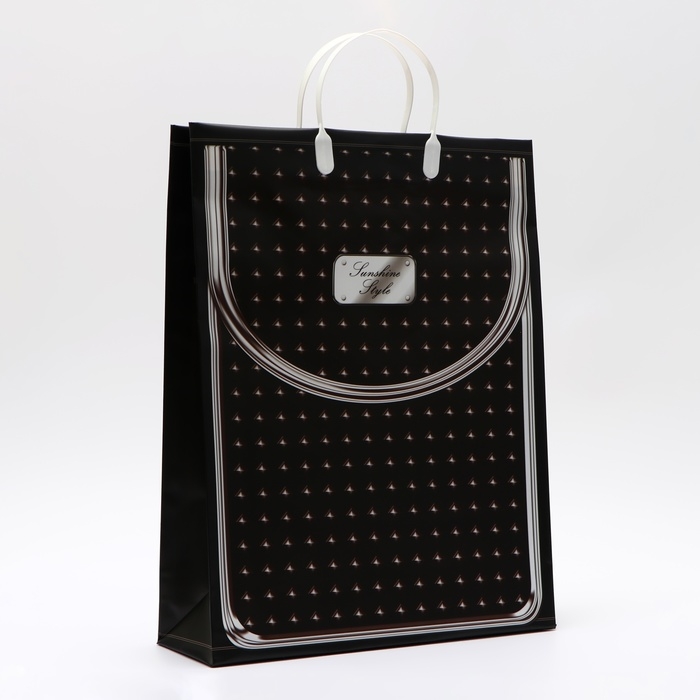 Пакет Пакет "Серебро на черном", мягкий пластик, 42 x 32 см