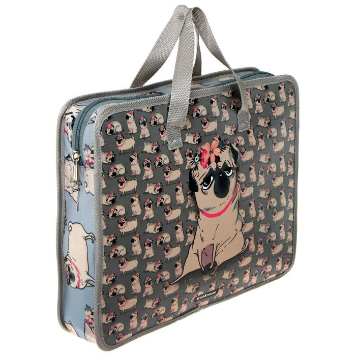 Папка с ручками А4, 335 х 265 х 60 мм, ErichKrause Папка с ручками А4, 335 х 265 х 60 мм, ErichKrause "Chilling Dog", 600 мкм, молния сверху, с принтом