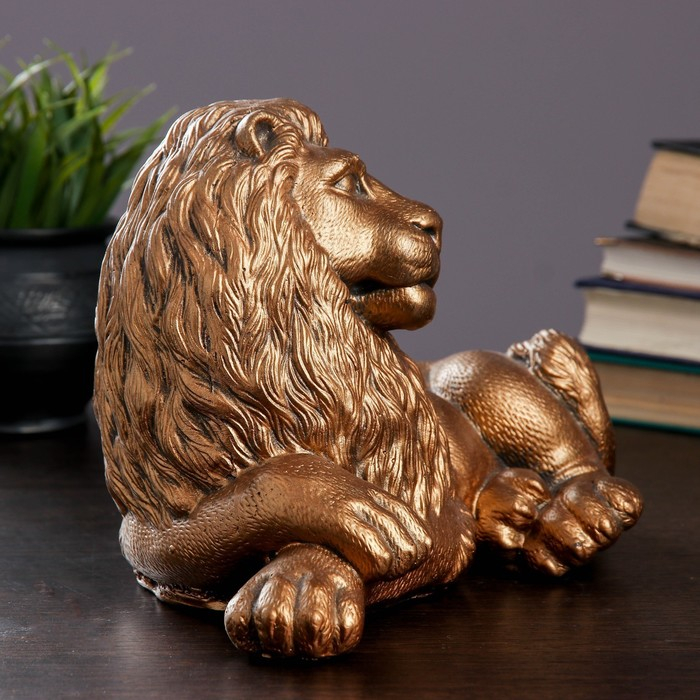 Копилка Копилка "Лев лежа малый" бронза, 28х15х18см МИКС