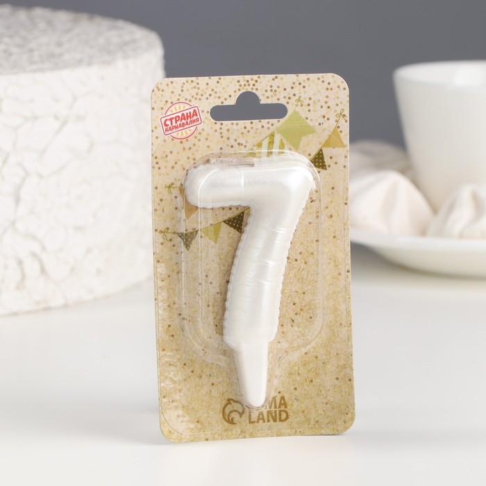 Свеча в торт Свеча в торт "Шары", цифра "7", жемчужный, 5,5 см