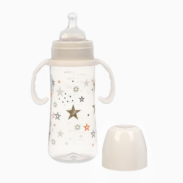 Бутылочка для кормления Ø50мм ШГ, «Звезды», 330мл, +3мес., цвет молочный