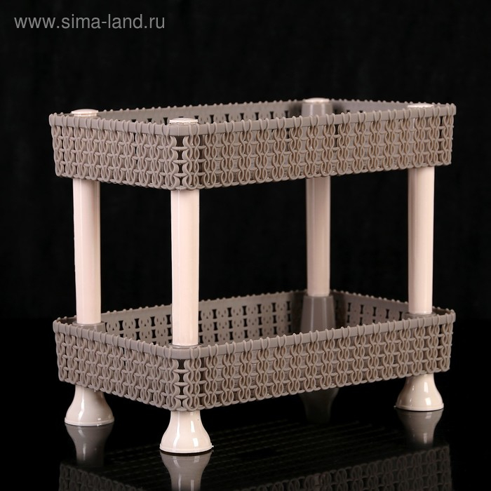 Этажерка настольная 2 яруса «Плетение», 24×15×20 см, цвет МИКС Этажерка настольная 2 яруса «Плетение», 24×15×20 см, цвет МИКС