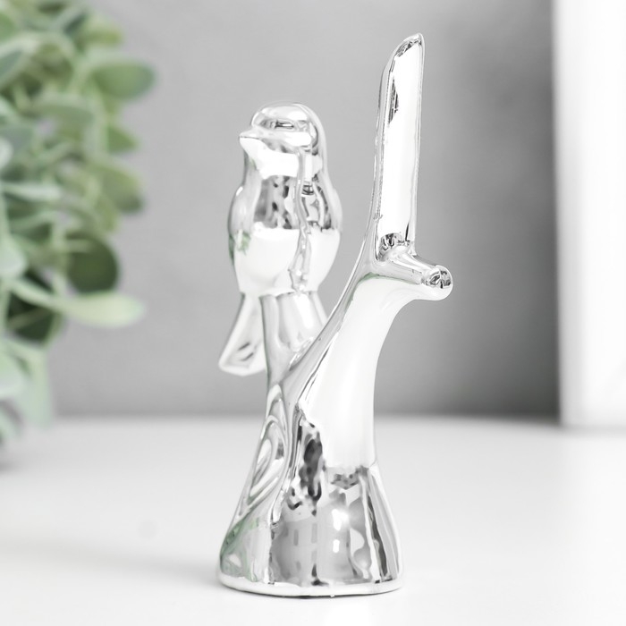 Сувенир керамика Сувенир керамика "Воробушек на дереве" серебро 7,5х3,7х10,5 см