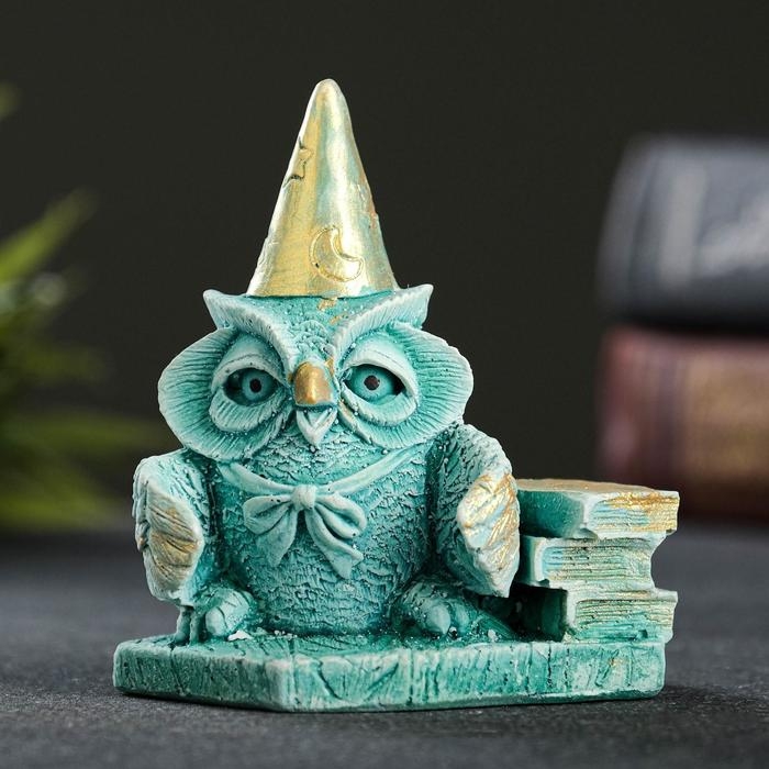 Фигура Фигура "Сова библиотекарь" изумрудная 9х7х6см