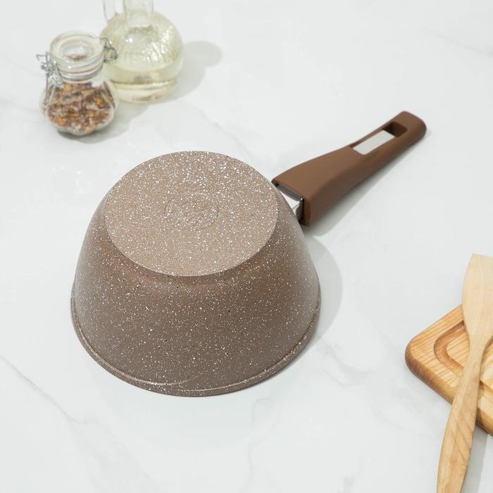 Ковш «Гранит Brown», 1,7 л, съёмная ручка, стеклянная крышка, антипригарное покрытие, цвет коричневый Ковш «Гранит Brown», 1,7 л, съёмная ручка, стеклянная крышка, антипригарное покрытие, цвет коричневый