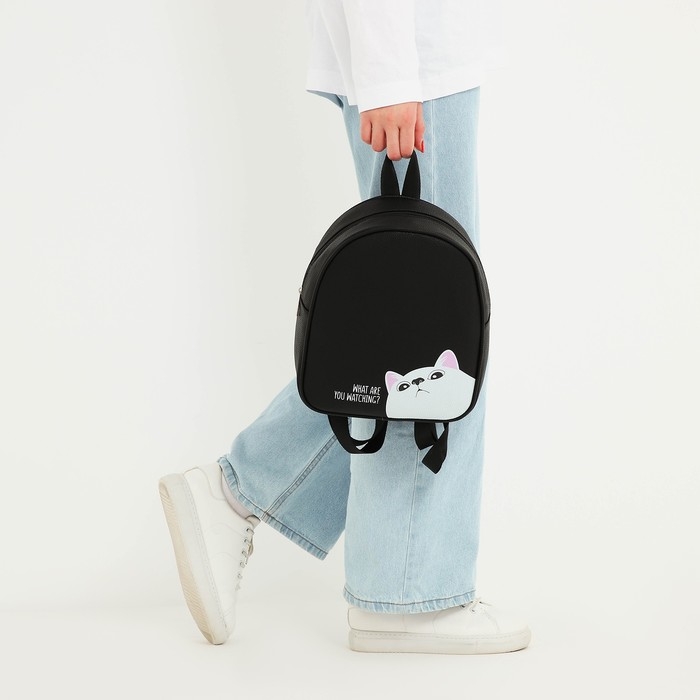 Рюкзак из искусственной кожи «What are you watching?» 27х23*10 см Рюкзак из искусственной кожи «What are you watching?» 27х23*10 см