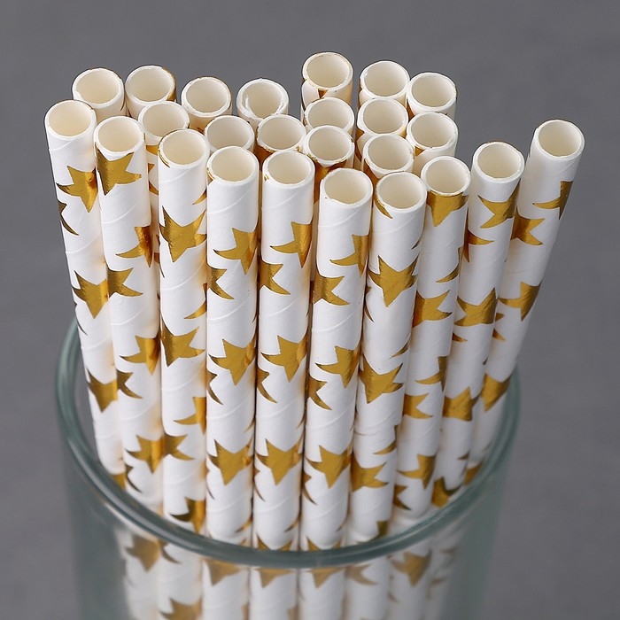 Трубочки для коктейля «Золотые звёзды», набор 25 шт. Трубочки для коктейля «Золотые звёзды», набор 25 шт.