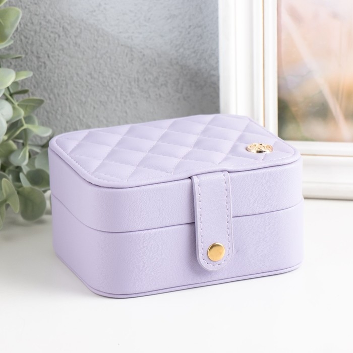 Шкатулка кожзам для украшений  Шкатулка кожзам для украшений "Стёганая матовая" сиреневая 12х10х6,3 см
