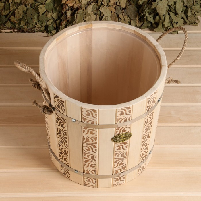 Запарник из липы, 18 л,  пластиковая вставка, ручка-веревка (Рисунок  1) Запарник из липы, 18 л,  пластиковая вставка, ручка-веревка (Рисунок  1)