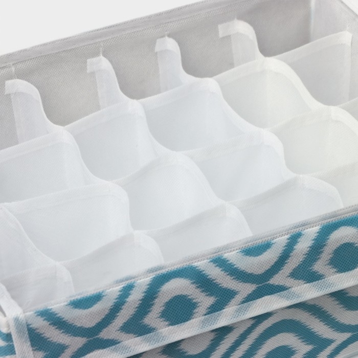 Органайзер для хранения белья Доляна «Лагуна», 24 ячейки, 38×30×10 см, цвет бирюзовый Органайзер для хранения белья Доляна «Лагуна», 24 ячейки, 38×30×10 см, цвет бирюзовый