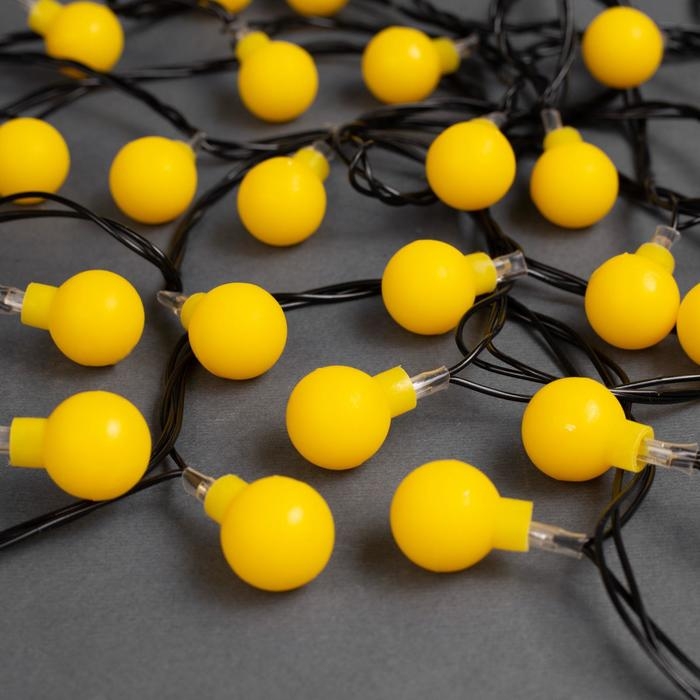 Гирлянда «Нить» 5 м с насадками «Шарики жёлтые», IP20, тёмная нить, 30 LED, свечение жёлтое, 8 режимов, 220 В Гирлянда «Нить» 5 м с насадками «Шарики жёлтые», IP20, тёмная нить, 30 LED, свечение жёлтое, 8 режимов, 220 В