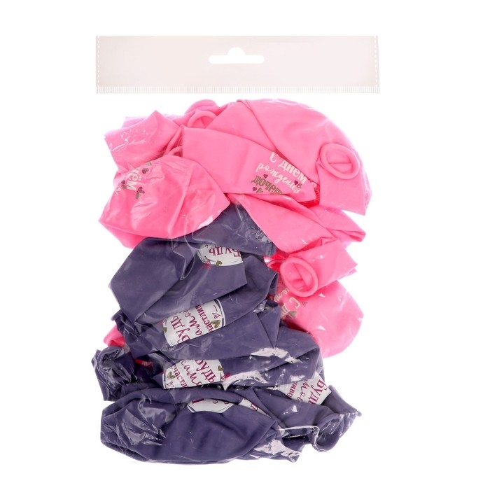 Воздушный шар латексный 12 Воздушный шар латексный 12" «С Днём Рождения, доченька», 25 шт.