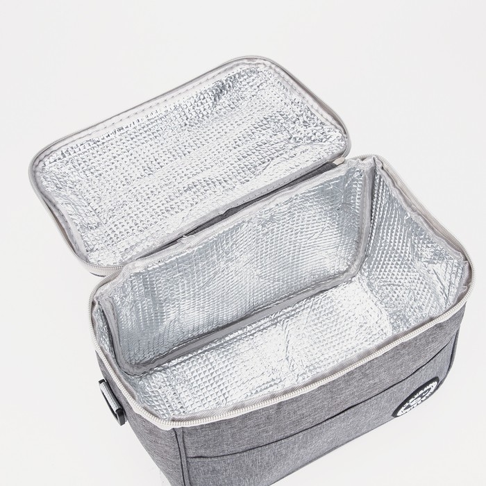 Термосумка на молнии 8 л, длинный ремень цвет серый Термосумка на молнии 8 л, длинный ремень цвет серый