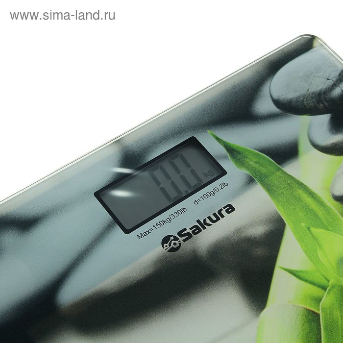 Весы напольные Sakura SA-5072S, электронные, до 180 кг, рисунок  Весы напольные Sakura SA-5072S, электронные, до 180 кг, рисунок "бамбук"