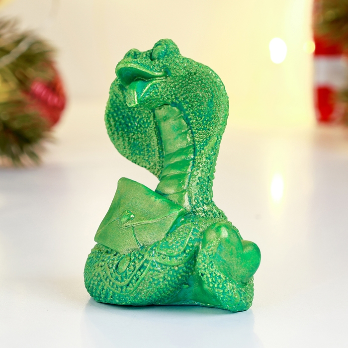 Новый год. Символ 2025. Фигура Новый год. Символ 2025. Фигура "Змея с письмом" светло-зеленая, 6х6х5см